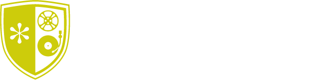 Kanzlei Wappen mit Filmrolle, Plattenteller und Asterix für Entertainment. Musik. Film und Namenszug REHKATSCH RECHTSANWÄLTE