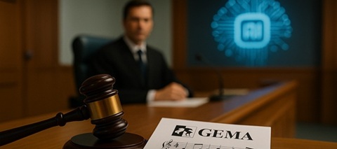 Gerichtssaal mit Fokus auf den beiden Pateien GEMA und OPenAI