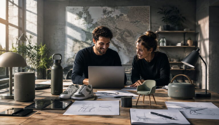 Leute arbeiten an Design und Skizze