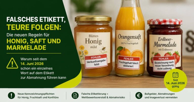 Falsches Etikett, teure Folgen: die neuen Regeln für Honig, Saft und Marmelade