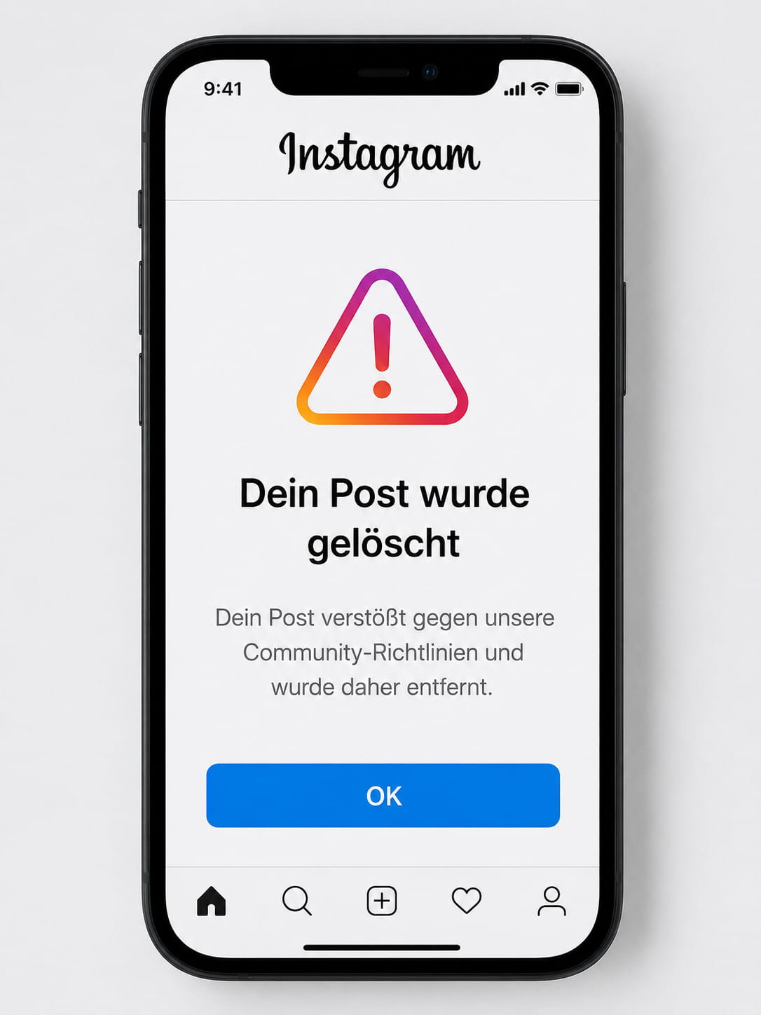 Dein Instagram Post wurde gelöscht