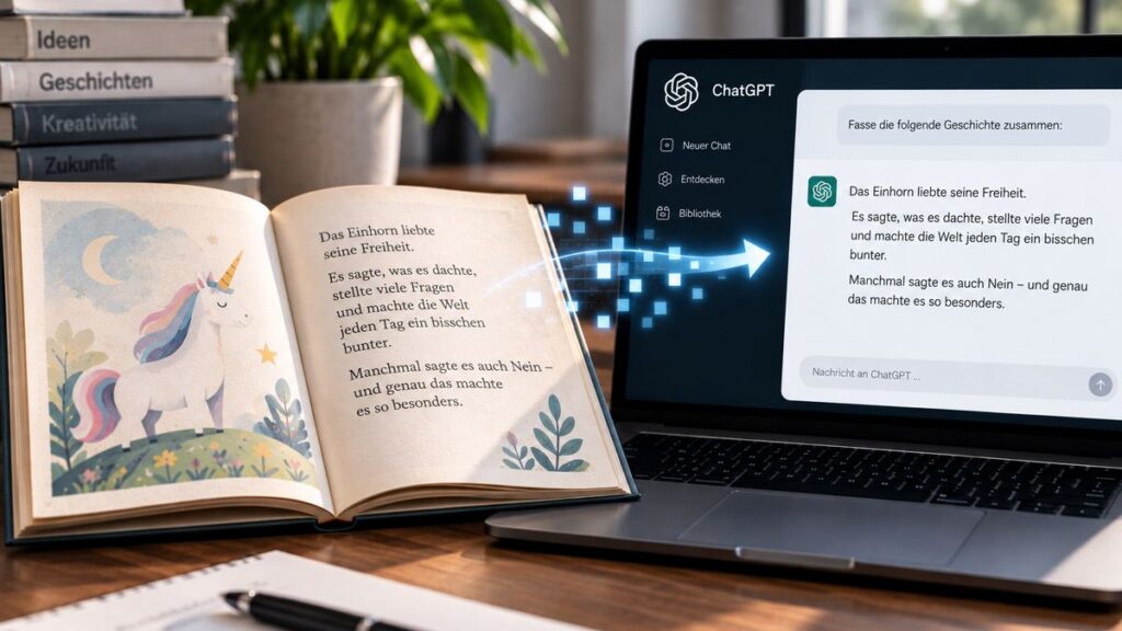 KI produzierte Inhalte eines Kinderbuches- Symbolbild zu OpenAI, Memorisierung und Urheberrecht
