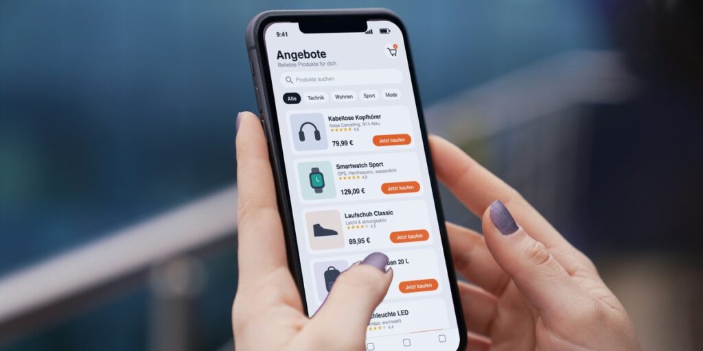 Smartphone Ansicht mit den buttons Kaufen