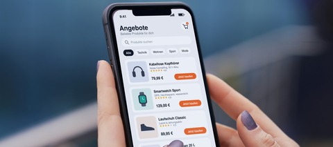 Smartphone mit Ansicht von Kaufen Buttons